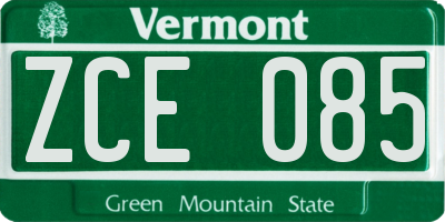 VT license plate ZCE085