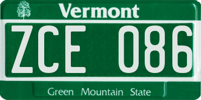 VT license plate ZCE086