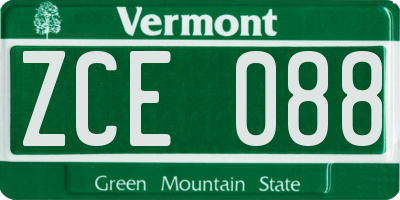 VT license plate ZCE088
