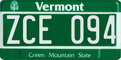 VT license plate ZCE094