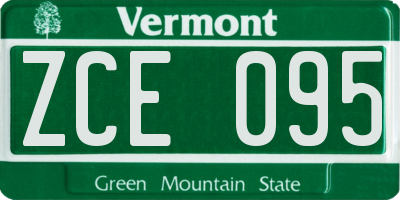 VT license plate ZCE095