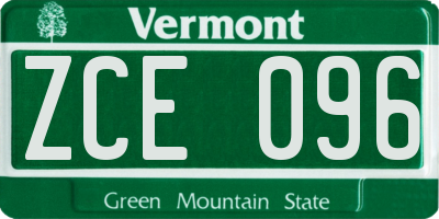 VT license plate ZCE096