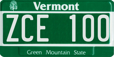 VT license plate ZCE100