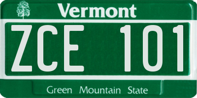 VT license plate ZCE101