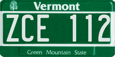 VT license plate ZCE112
