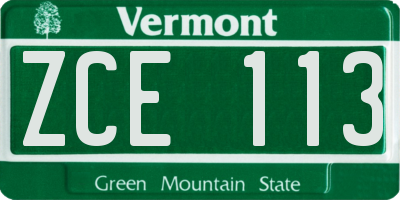 VT license plate ZCE113