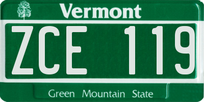 VT license plate ZCE119