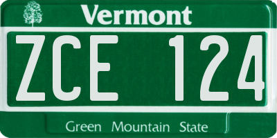 VT license plate ZCE124