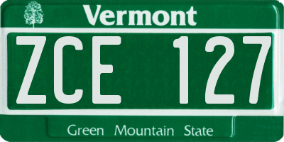 VT license plate ZCE127