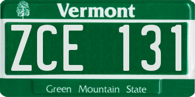 VT license plate ZCE131
