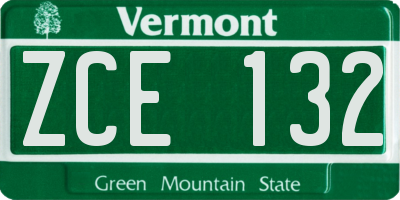 VT license plate ZCE132