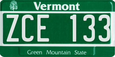 VT license plate ZCE133