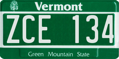 VT license plate ZCE134