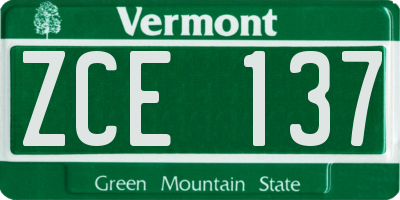 VT license plate ZCE137
