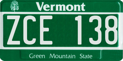 VT license plate ZCE138