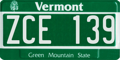 VT license plate ZCE139