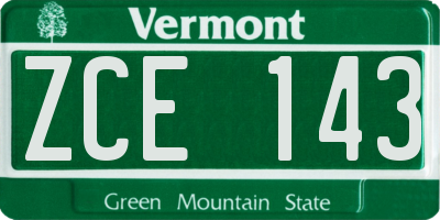 VT license plate ZCE143