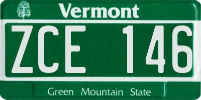 VT license plate ZCE146
