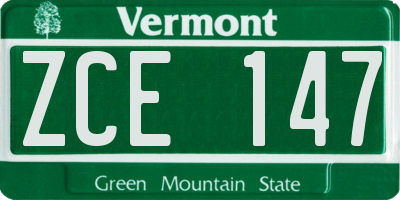 VT license plate ZCE147