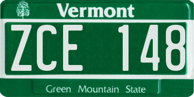 VT license plate ZCE148