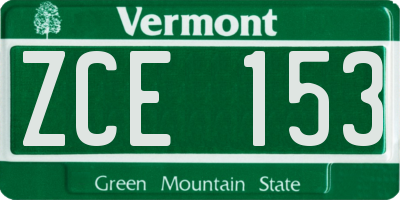 VT license plate ZCE153