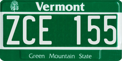 VT license plate ZCE155