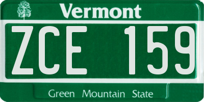VT license plate ZCE159