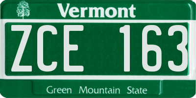 VT license plate ZCE163