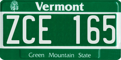 VT license plate ZCE165
