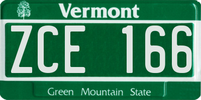 VT license plate ZCE166