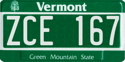 VT license plate ZCE167