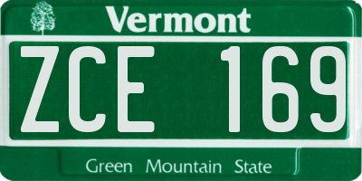 VT license plate ZCE169