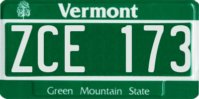 VT license plate ZCE173