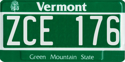 VT license plate ZCE176