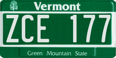 VT license plate ZCE177