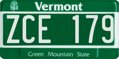 VT license plate ZCE179