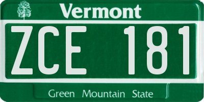 VT license plate ZCE181