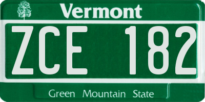 VT license plate ZCE182