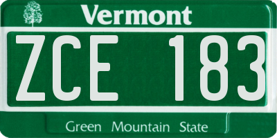 VT license plate ZCE183