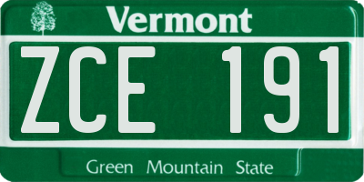 VT license plate ZCE191