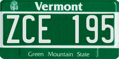 VT license plate ZCE195