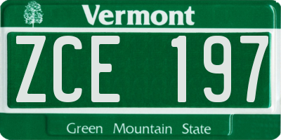 VT license plate ZCE197