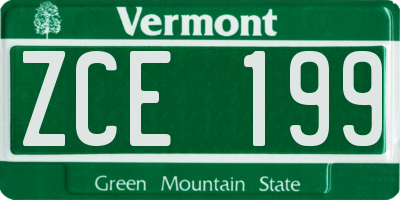 VT license plate ZCE199
