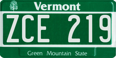 VT license plate ZCE219