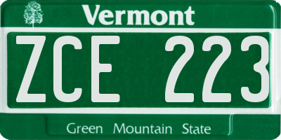 VT license plate ZCE223