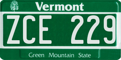 VT license plate ZCE229