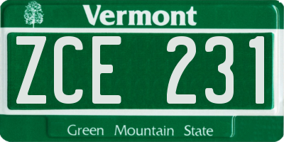 VT license plate ZCE231