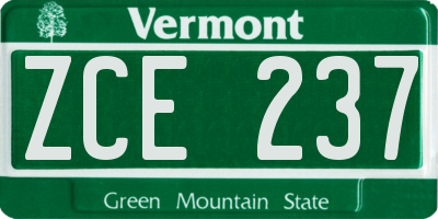 VT license plate ZCE237