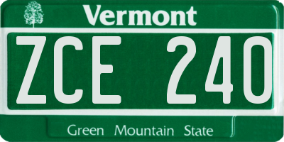 VT license plate ZCE240