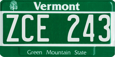 VT license plate ZCE243